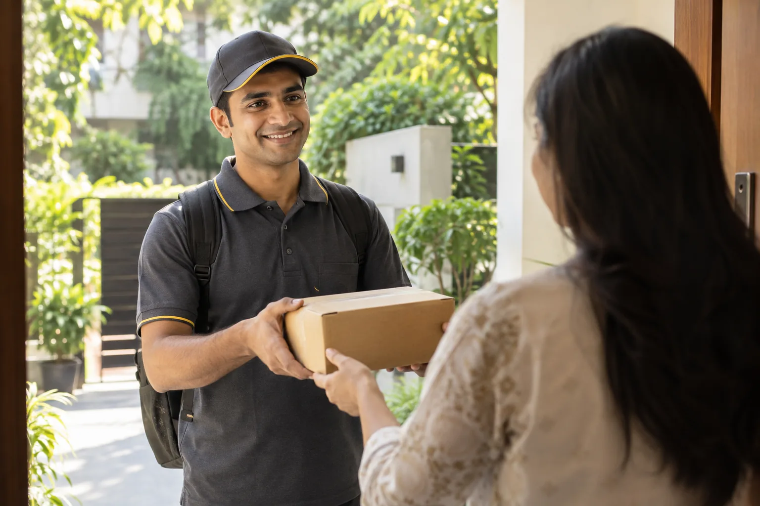 Medicine parcel arriving at a doorstep