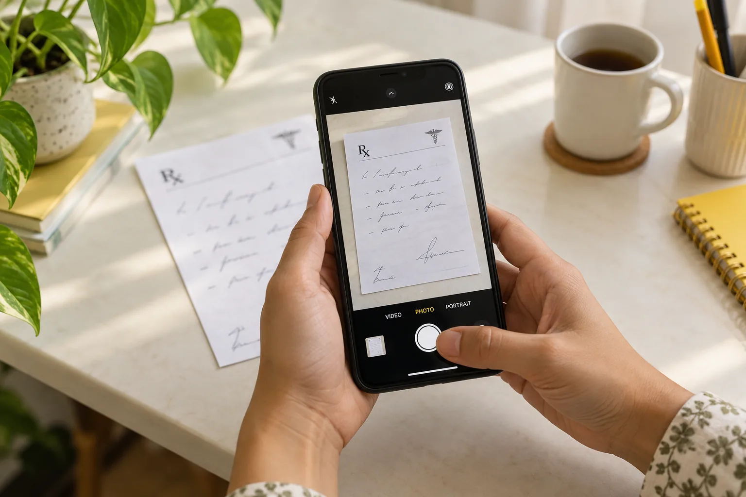 Photographing a prescription for secure upload