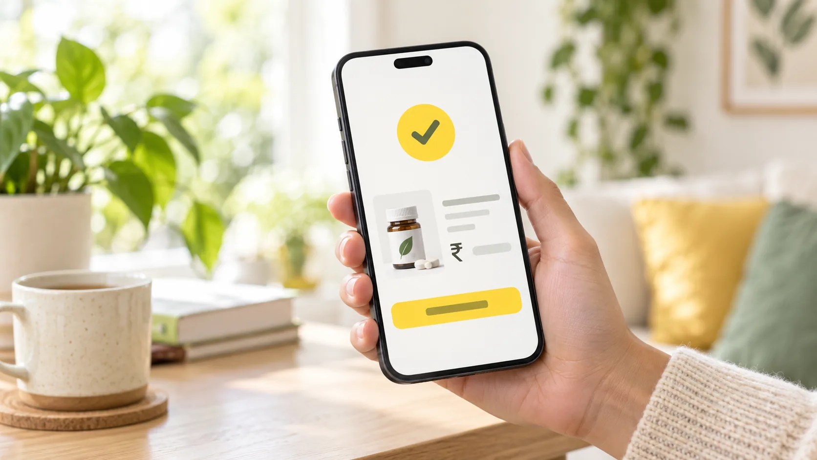 Confirming a medicine order price on a phone