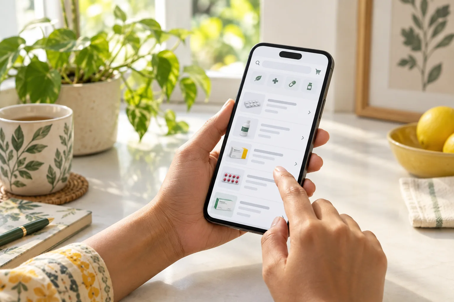 Searching for medicines on a phone